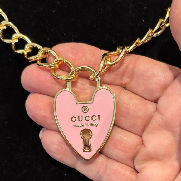 Gold Chain with Pink Heart Pendant - Picture 2 of 5